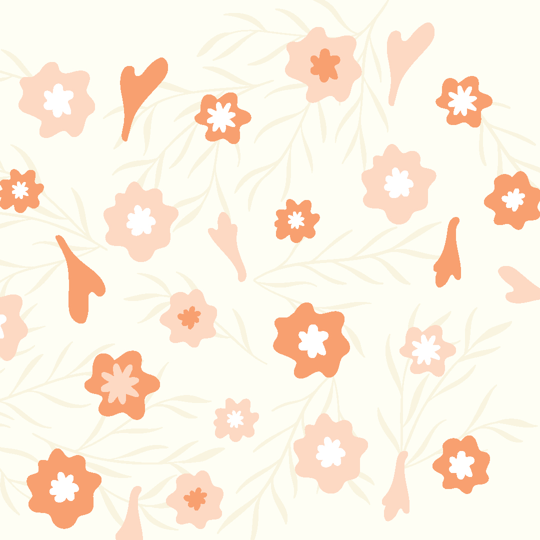 image shows an orange and peach floral pattern.