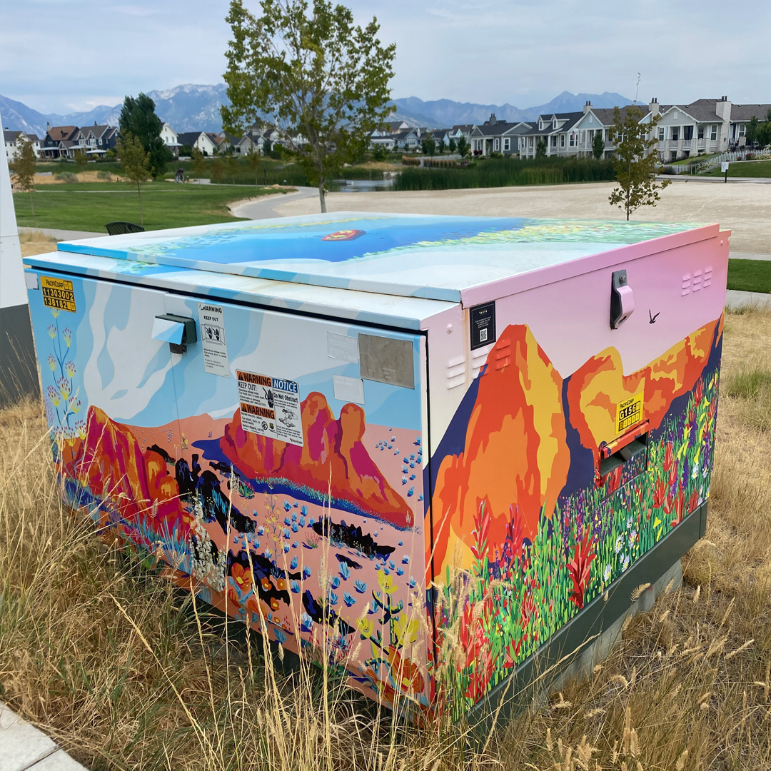 utility box artwork by Alesha Sevy in the Daybreak community near Salt Lake City.