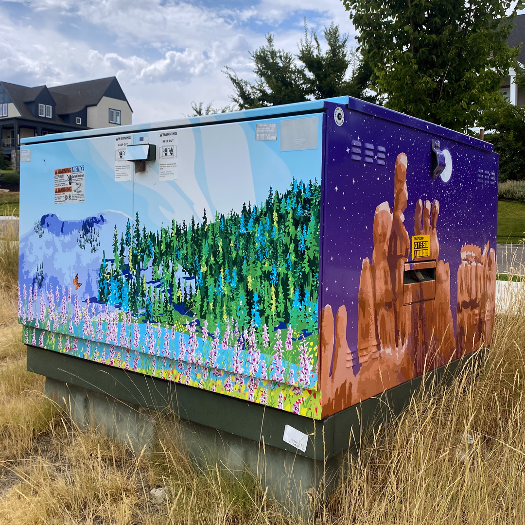 utility box artwork by Alesha Sevy in the Daybreak community near Salt Lake City.